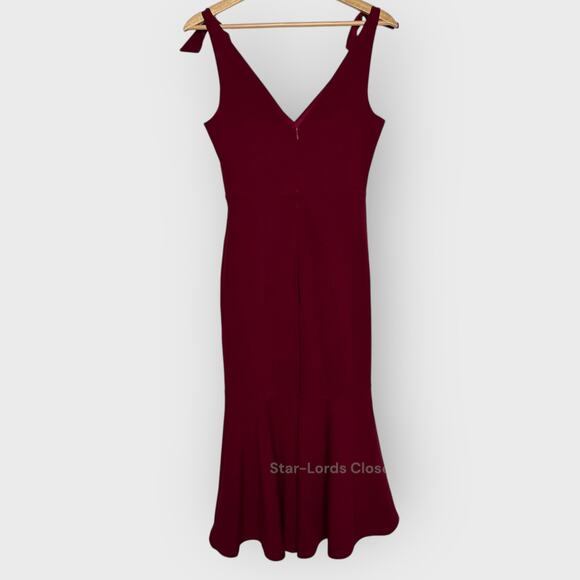 Lulus Small Wine Red Bodycon Trumpet Hem Midi Dress V-Neck Romantic Formal Event - Picture 1 of 9